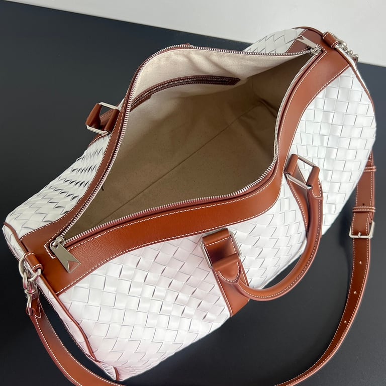 Bottega Veneta Intrecciato Travel Bag White/Brown - 6