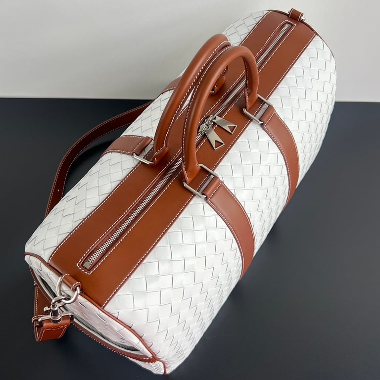Bottega Veneta Intrecciato Travel Bag White/Brown - 7