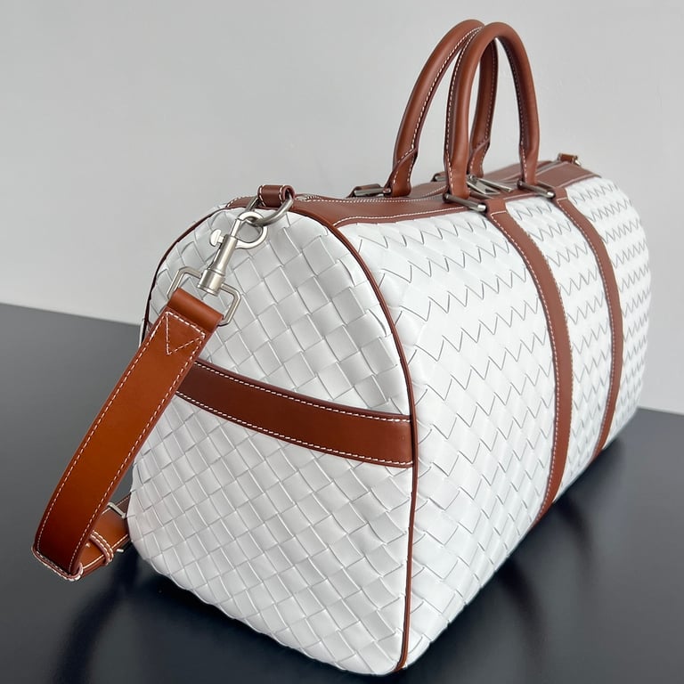 Bottega Veneta Intrecciato Travel Bag White/Brown - 9