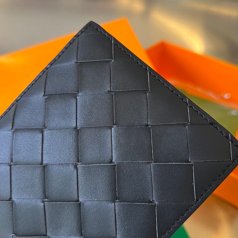 Bottega Veneta Intrecciato Bi-Fold Wallet Black/Papaya - 6