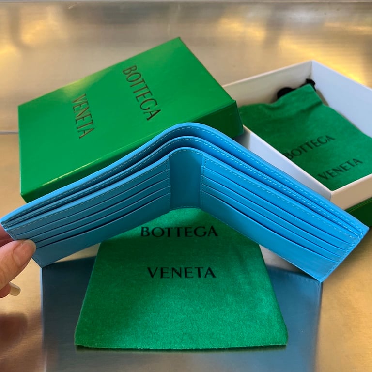 Bottega Veneta Intrecciato Bi-Fold Wallet Pool Blue - 4