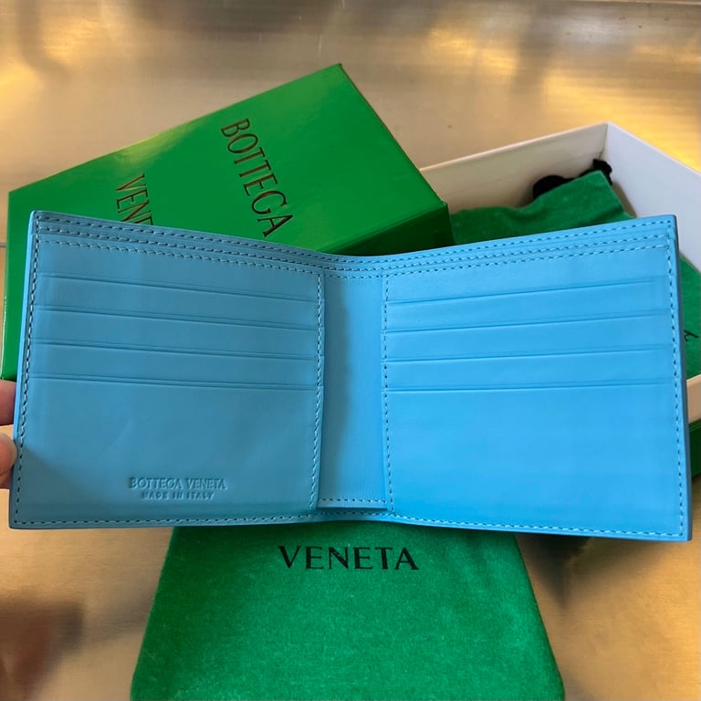 Bottega Veneta Intrecciato Bi-Fold Wallet Pool Blue - 6
