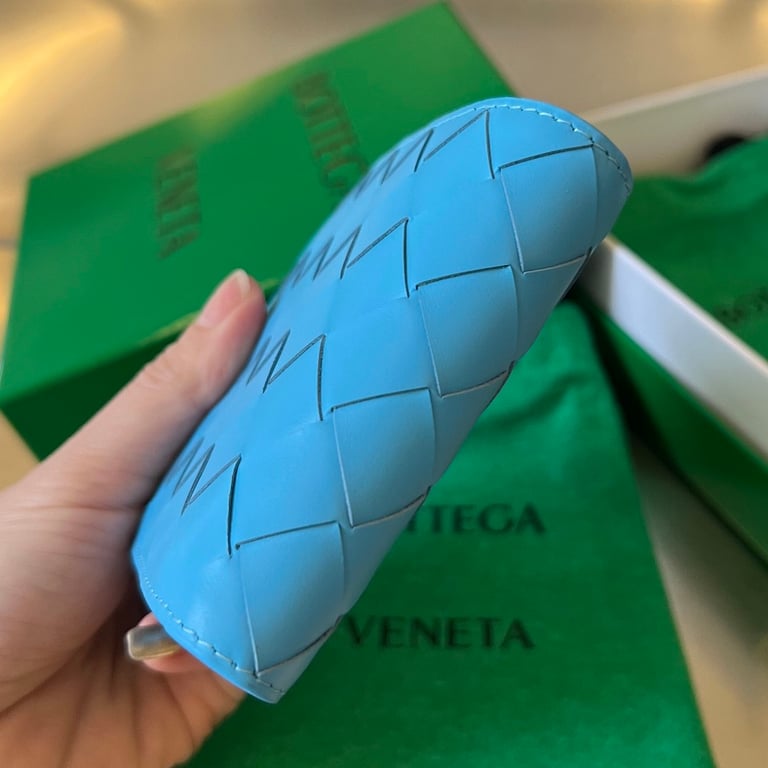 Bottega Veneta Intrecciato Bi-Fold Wallet Pool Blue - 7