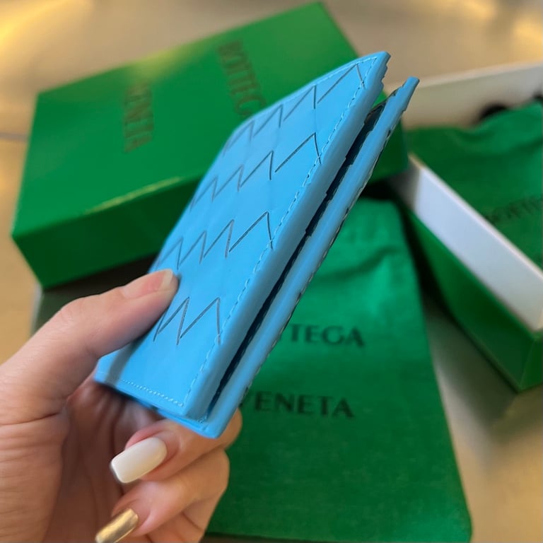 Bottega Veneta Intrecciato Bi-Fold Wallet Pool Blue - 9