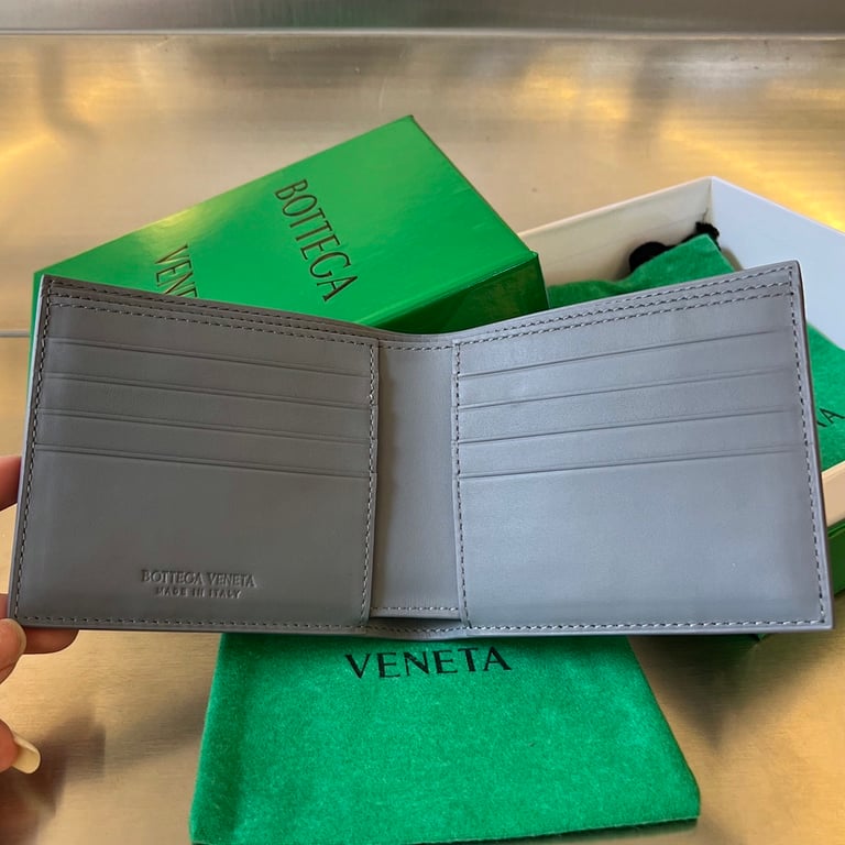 Bottega Veneta 605721 Intrecciato Bi-Fold Wallet Grey - 6