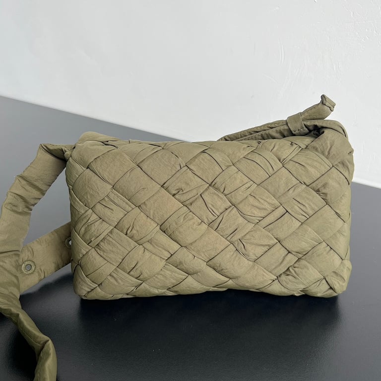 Bottega Veneta Rumple Nylon Crossbody Bag Khaki - 2