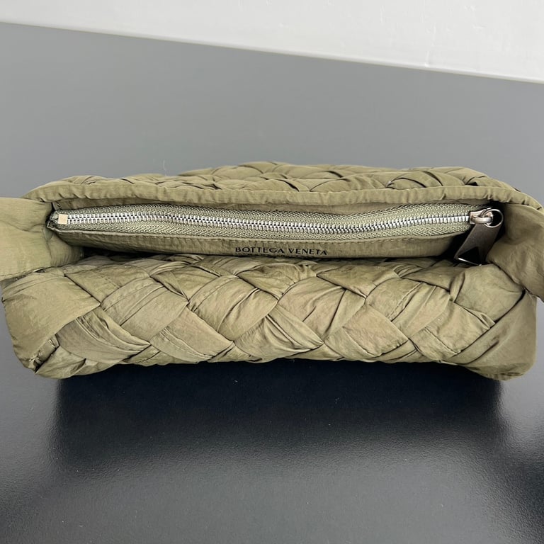 Bottega Veneta Rumple Nylon Crossbody Bag Khaki - 5