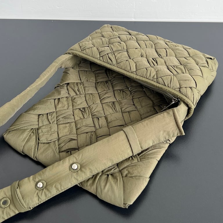 Bottega Veneta Rumple Nylon Crossbody Bag Khaki - 6