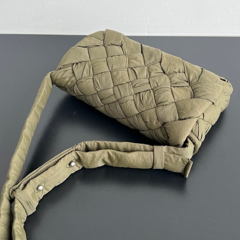 Bottega Veneta Rumple Nylon Crossbody Bag Khaki - 8