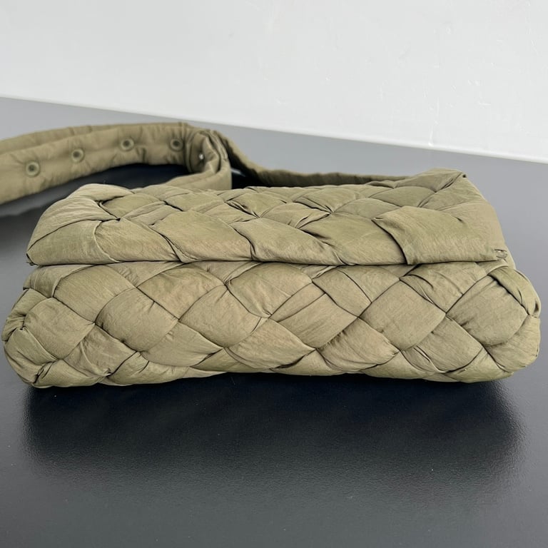 Bottega Veneta Rumple Nylon Crossbody Bag Khaki - 9