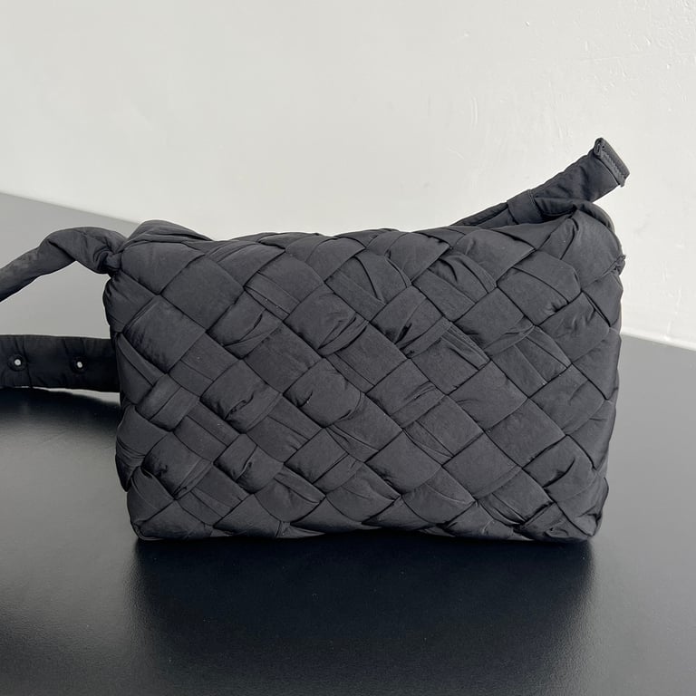 Bottega Veneta Rumple Nylon Crossbody Bag Black - 9