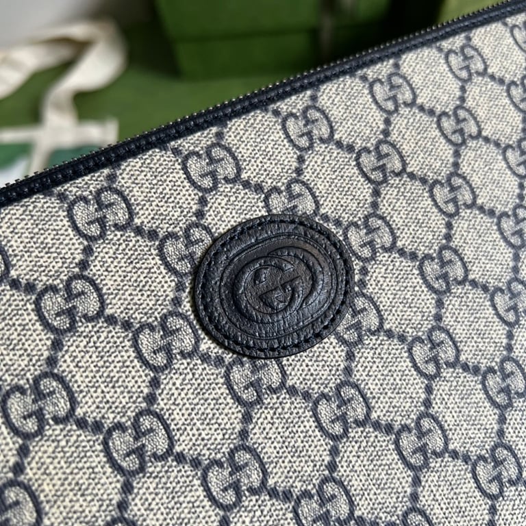 Gucci Interlocking G Pouch Blue GG Supreme - 4