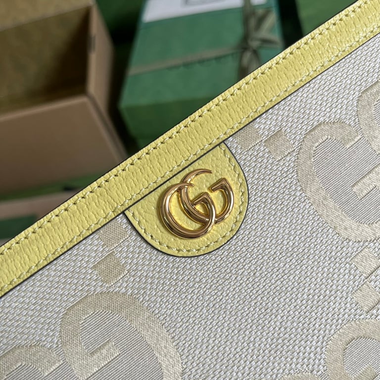 Gucci Ophidia Jumbo GG Pouch Beige Yellow - 6