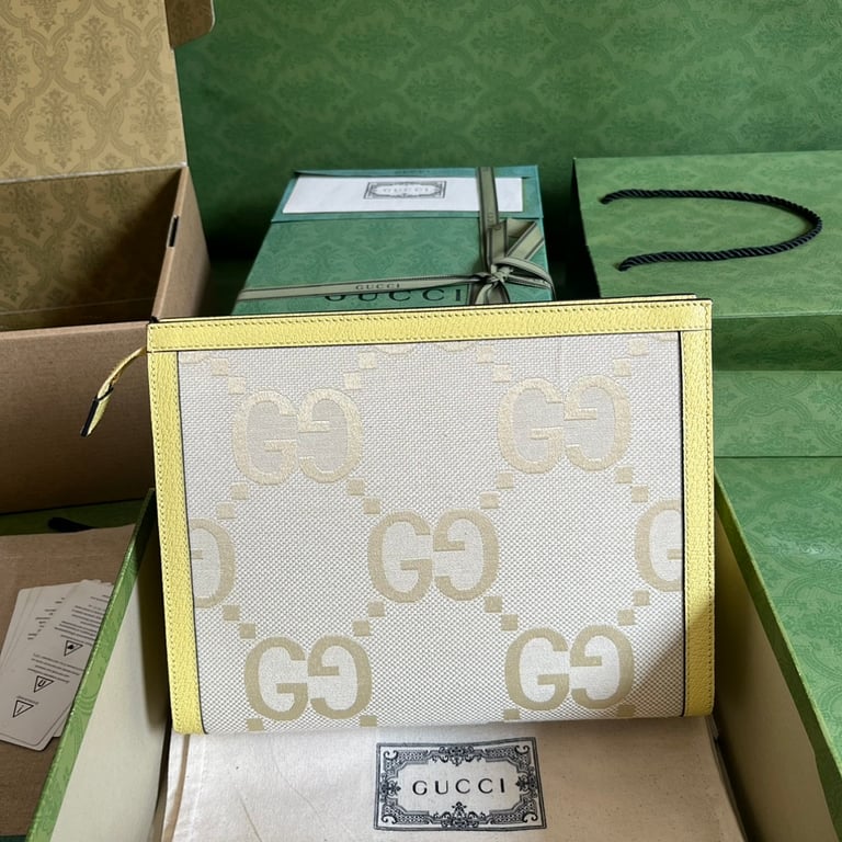 Gucci Ophidia Jumbo GG Pouch Beige Yellow - 9