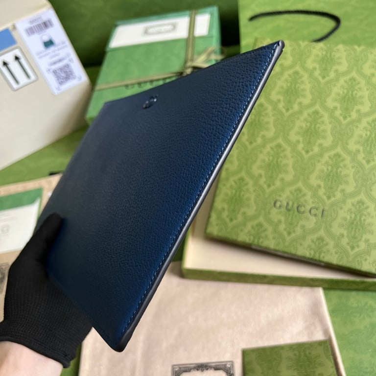 Gucci Marmont Leather Clutch Blue - 3