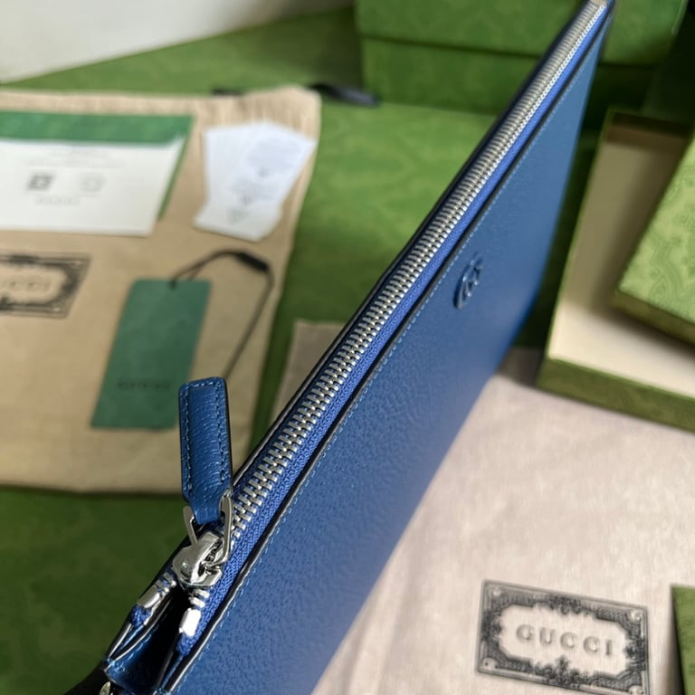 Gucci Marmont Leather Clutch Blue - 5