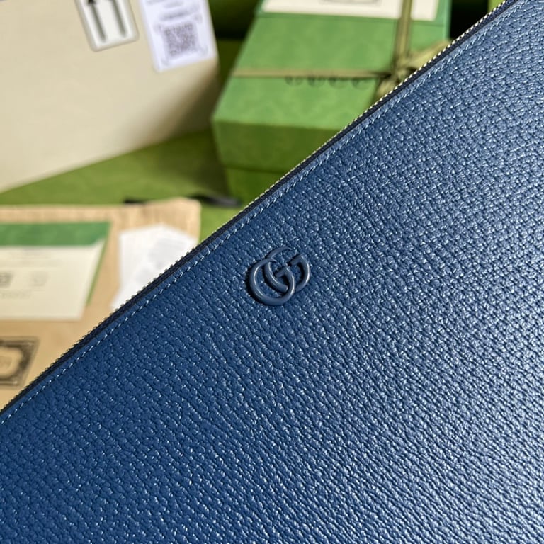 Gucci Marmont Leather Clutch Blue - 6