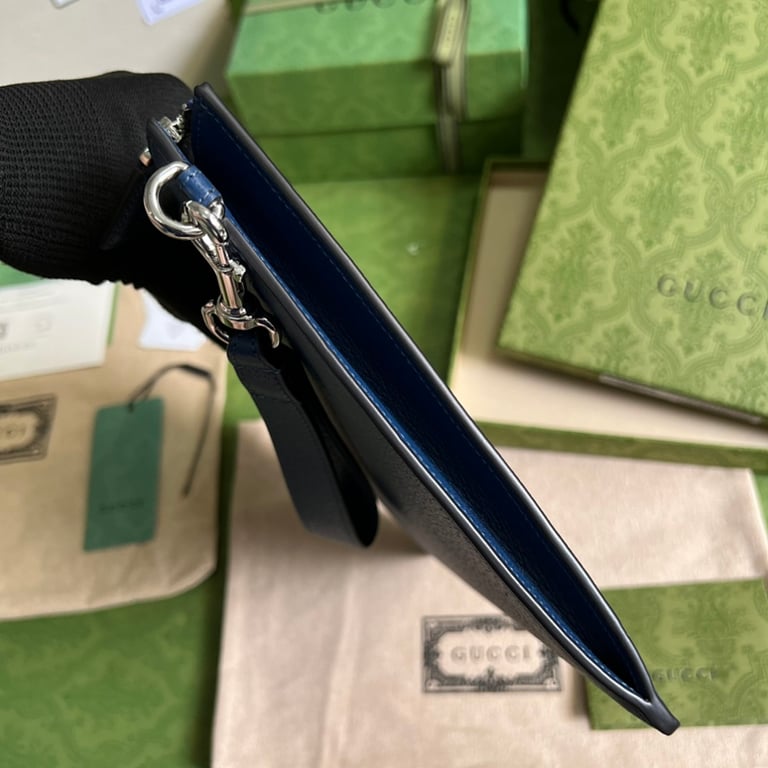 Gucci Marmont Leather Clutch Blue - 7