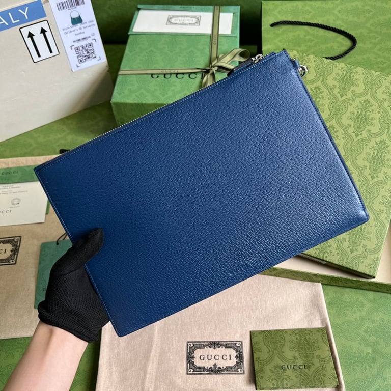 Gucci Marmont Leather Clutch Blue - 9