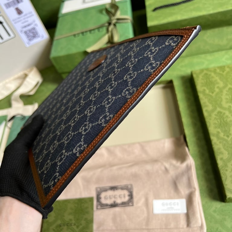 Gucci GG Supreme Denim Pouch Blue - 8