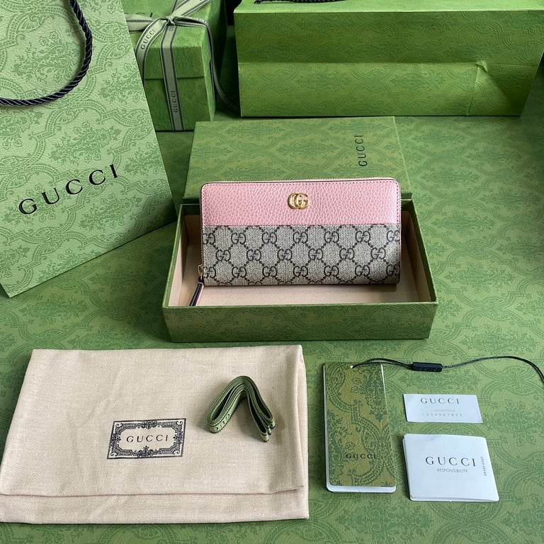 Gucci GG Marmont Zip Around Wallet Pink - 2