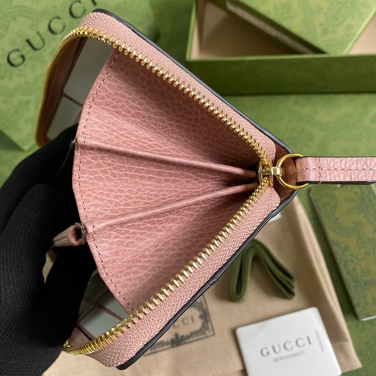Gucci GG Marmont Zip Around Wallet Pink - 3