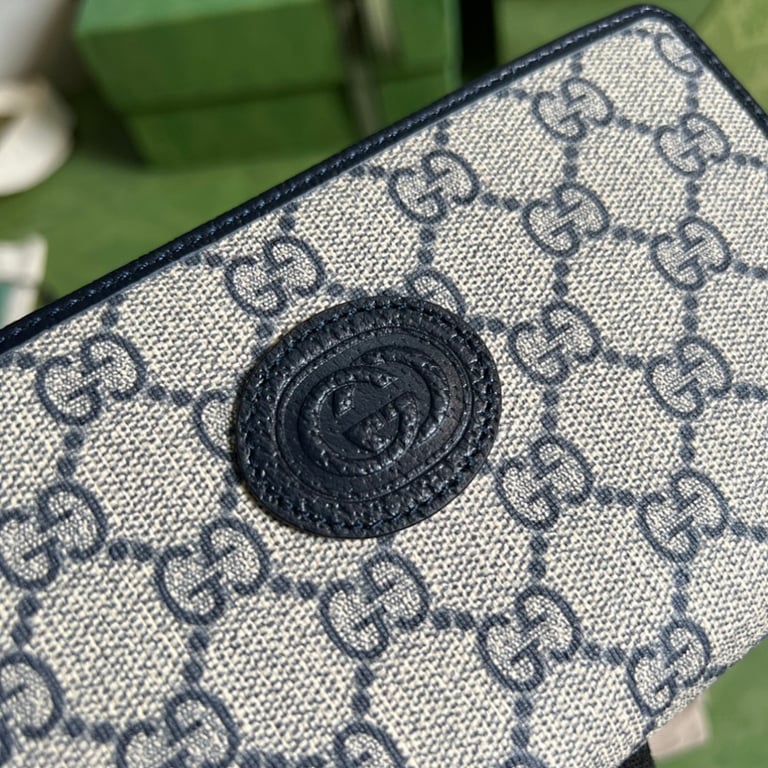 Gucci Interlocking G Zip Around Wallet Blue GG Supreme 673003 - 6