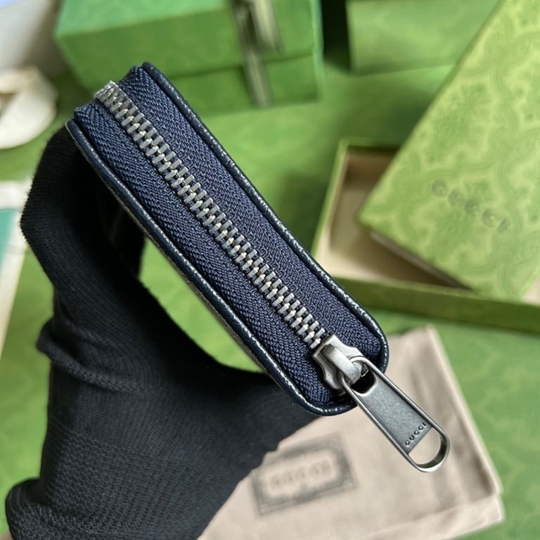 Gucci Interlocking G Zip Around Wallet Blue GG Supreme 673003 - 8