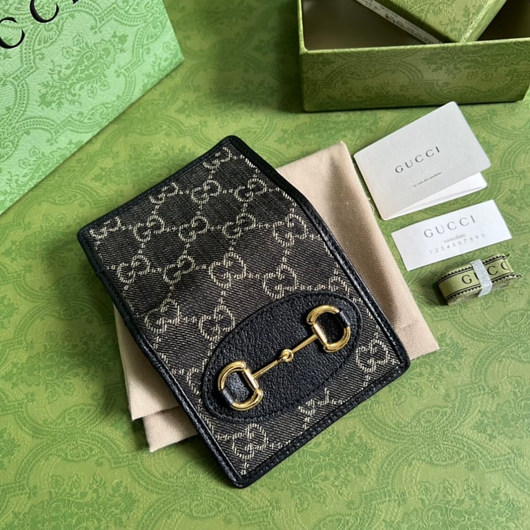 Gucci 1955 Horsebit Card Case Wallet GG Supreme Black - 5