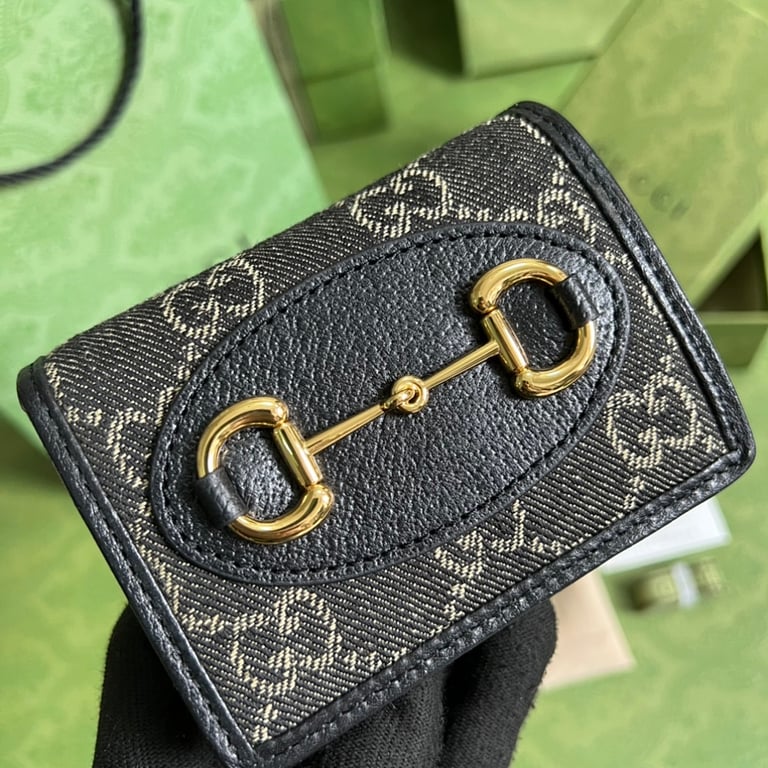 Gucci 1955 Horsebit Card Case Wallet GG Supreme Black - 6