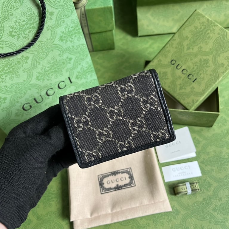 Gucci 1955 Horsebit Card Case Wallet GG Supreme Black - 9