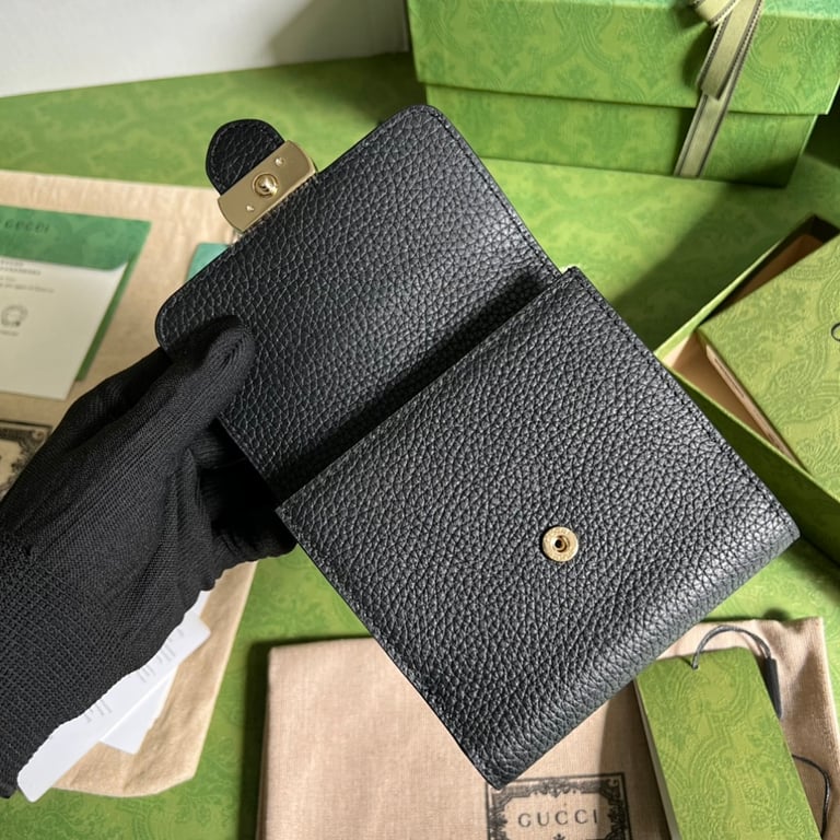 Gucci Interlocking G Leather Wallet Black - 6