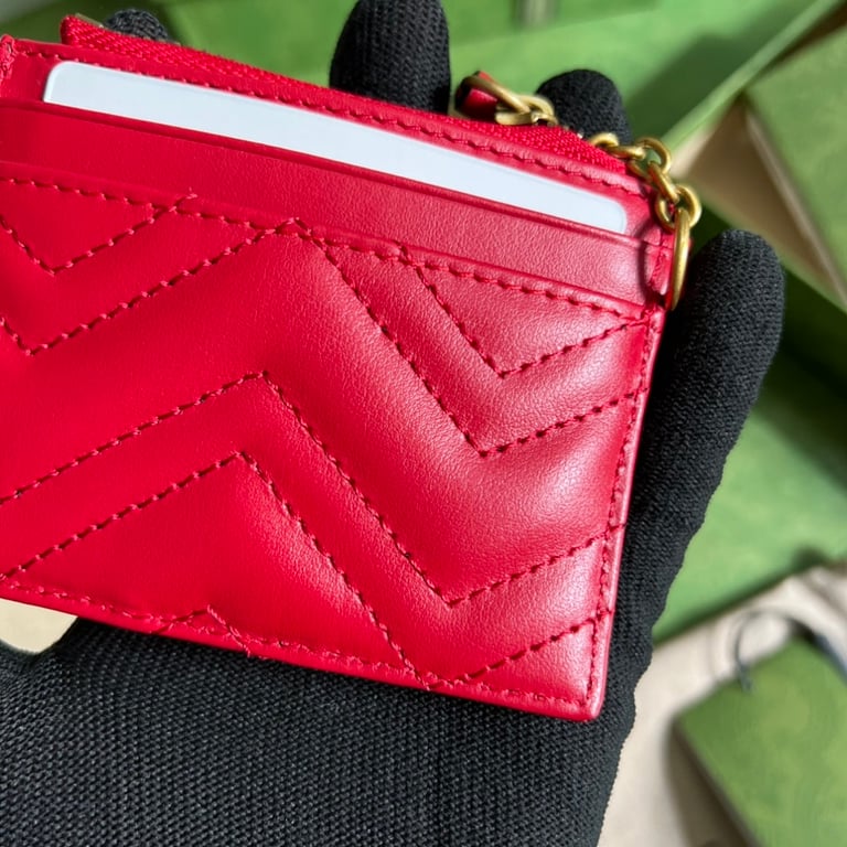 Gucci GG Marmont Card Case Keychain Red - 2