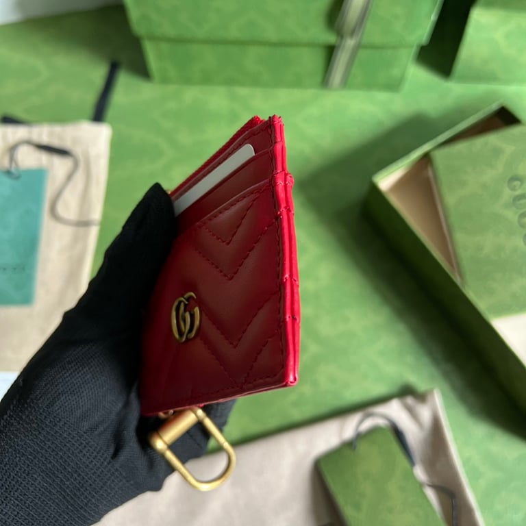 Gucci GG Marmont Card Case Keychain Red - 4