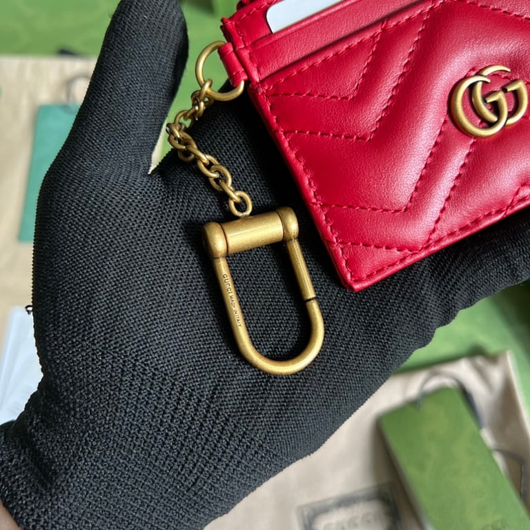Gucci GG Marmont Card Case Keychain Red - 5