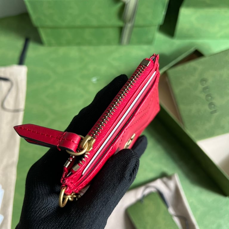 Gucci GG Marmont Card Case Keychain Red - 6