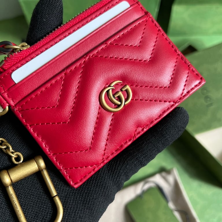 Gucci GG Marmont Card Case Keychain Red - 7