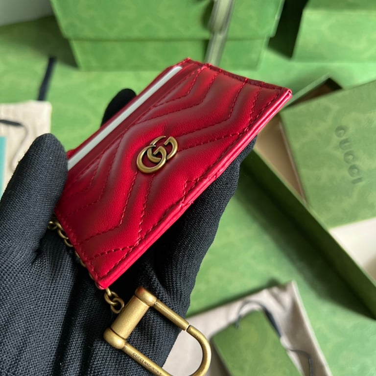 Gucci GG Marmont Card Case Keychain Red - 8