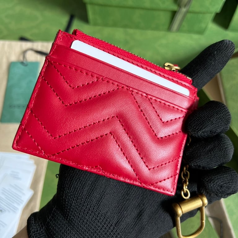 Gucci GG Marmont Card Case Keychain Red - 9