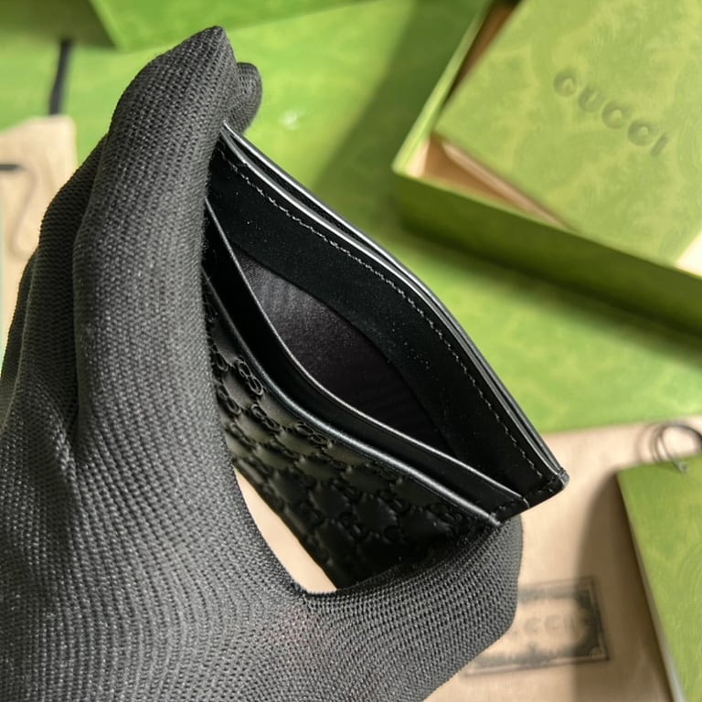 Gucci GG Embossed Leather Cardholder Black 233166 - 2
