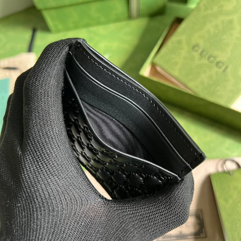 Gucci GG Embossed Leather Cardholder Black 233166 - 3