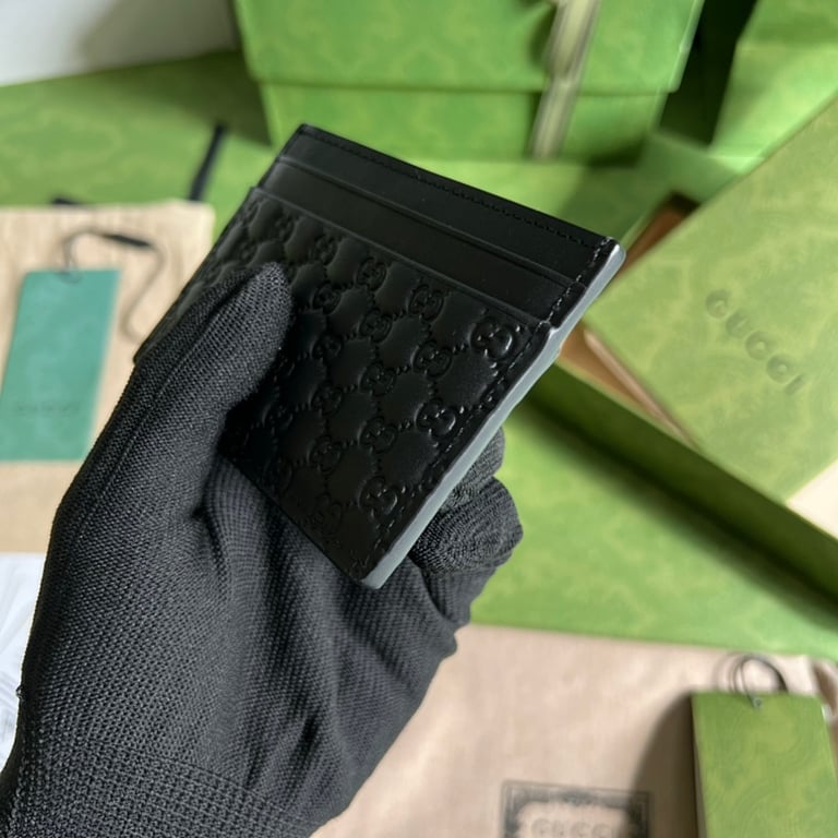 Gucci GG Embossed Leather Cardholder Black 233166 - 6