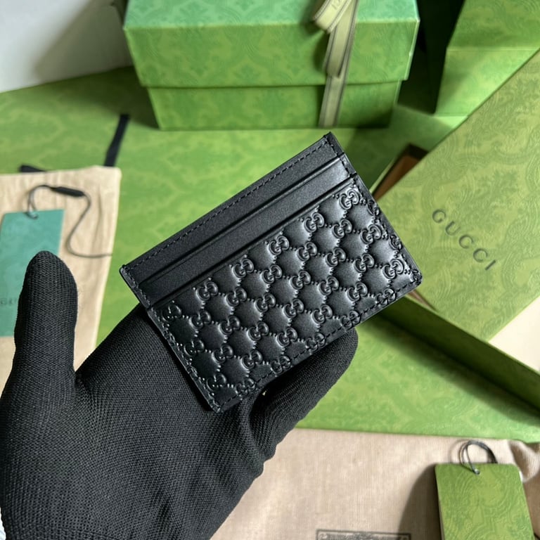 Gucci GG Embossed Leather Cardholder Black 233166 - 9
