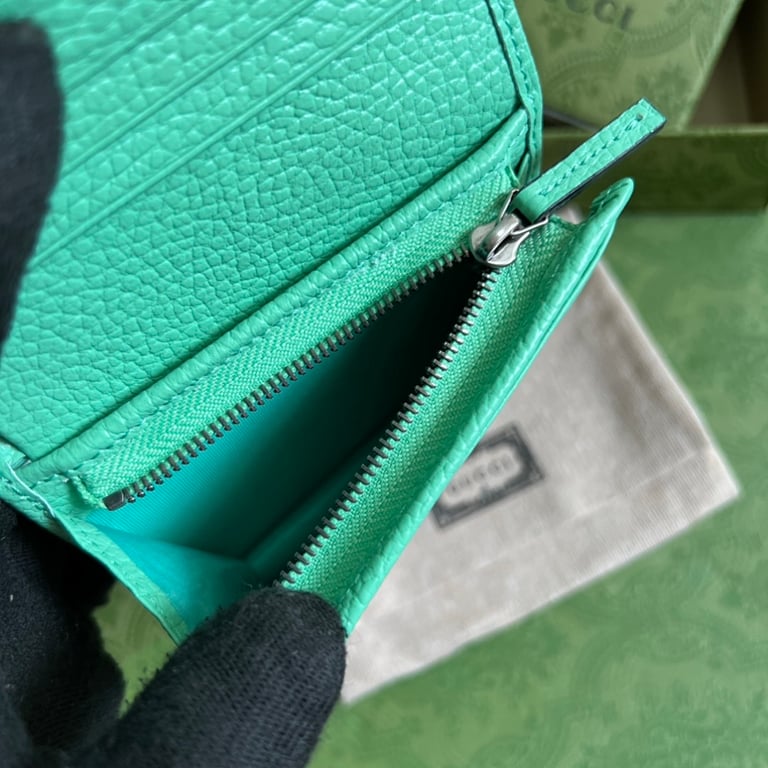 Gucci GG Marmont Card Case Wallet Light Green - 2