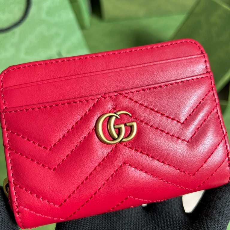 Gucci GG Marmont Card Case Wallet Red - 5