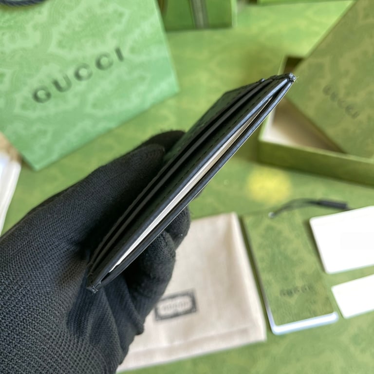 Gucci GG Leather Card Case 473927 Black - 3