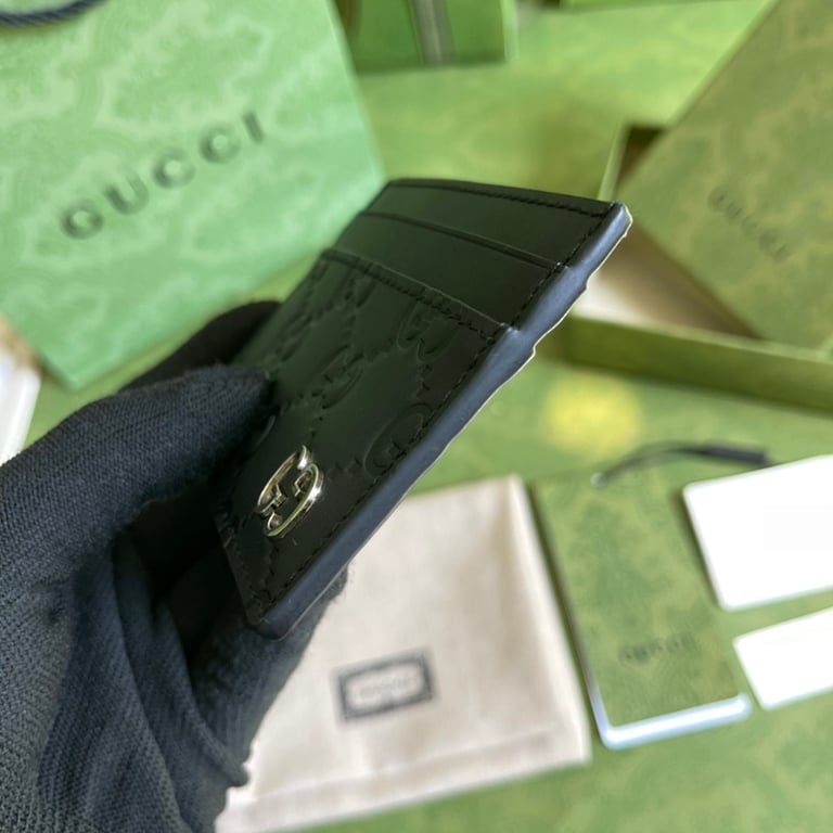 Gucci GG Leather Card Case 473927 Black - 4