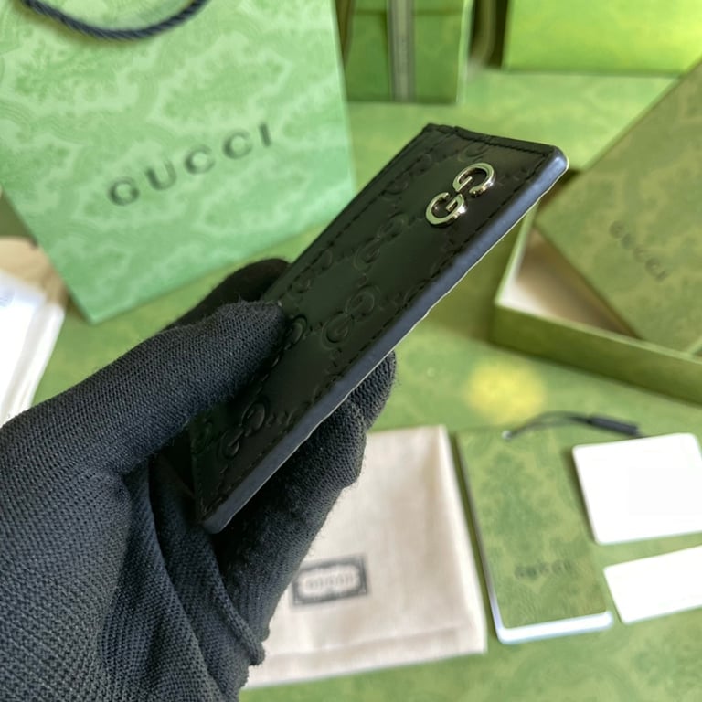 Gucci GG Leather Card Case 473927 Black - 7