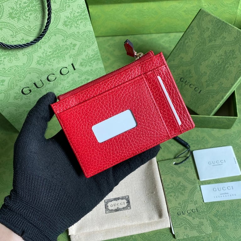 Gucci GG Marmont Card Case Red Leather - 9