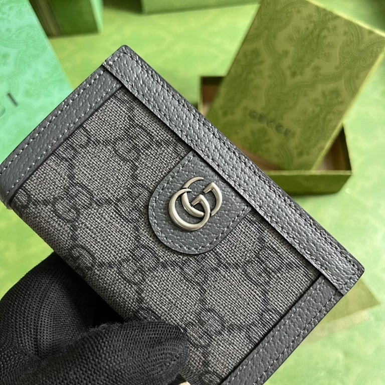 Gucci Ophidia GG Card Case Wallet Grey Black - 6